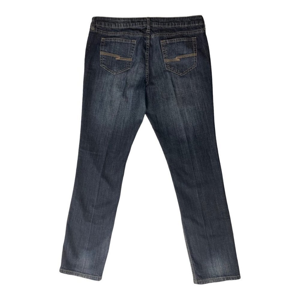 ARIZONA Mid-Rise Dark Jeans Juniors 15 Average Straight Leg Stretch‎ Lt Distress - Picture 2 of 13